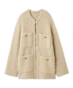 金釦ラメシャギーツイードニットジャケット ( IVR ) ポリエステルフィルム繊維 / ラメ /スパンコール / 金ボタン / 09WNJ255085