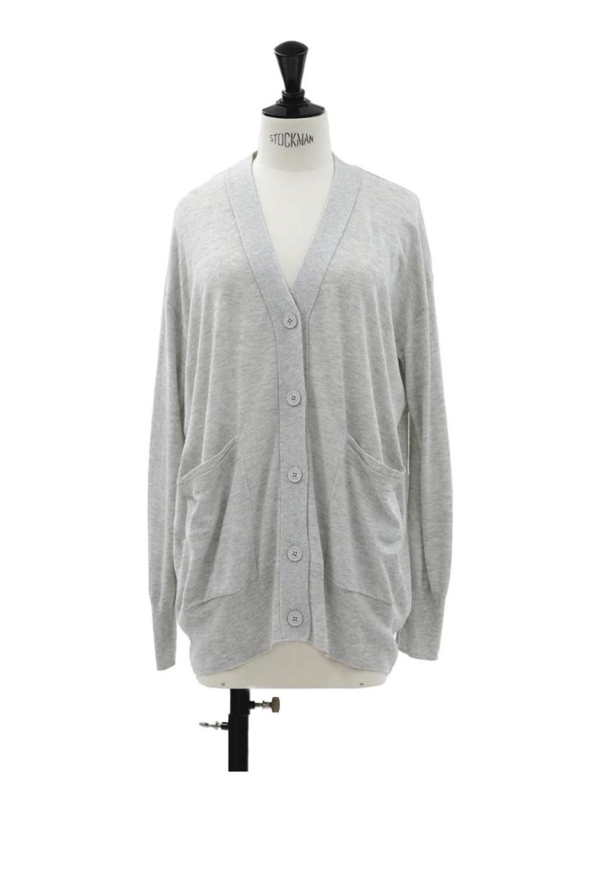 capsule Silk cashmere cardigan with pockets (L.GREY) シルク / Vネック / 静電気防止加工 / 手洗い可 /CT24118