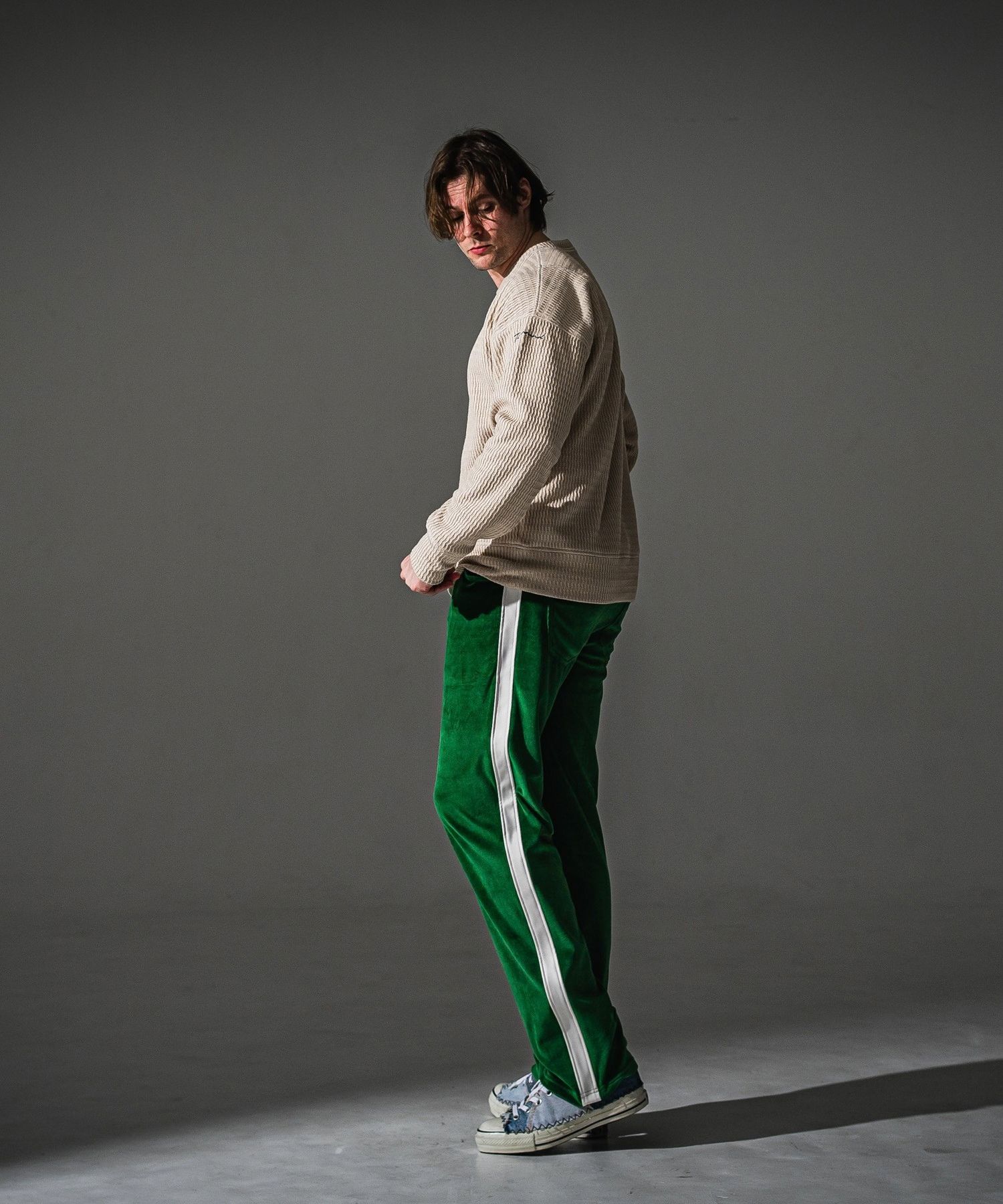 VELOUR SIMIWIDE TUCK PT(GREEN) コットン / ワンタック / セミワイド / エコレザーライン / RC41-ST-044