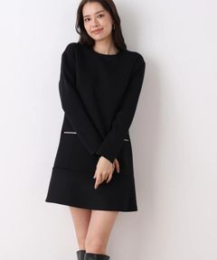 バイカラードッキングミニワンピース(ブラック)ポリエステル / ストレッチあり / 裏地無し / 後ファスナーあき / ひざより上の丈 / 0316140130