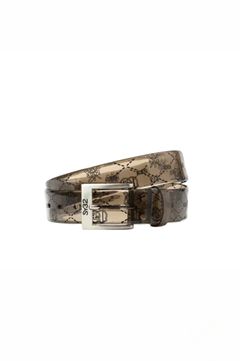 PATTERNED CLEAR BELT (ブラック) PCV / 総柄プリント / フリーカット仕様 / バックルロゴ / SYG25SG21