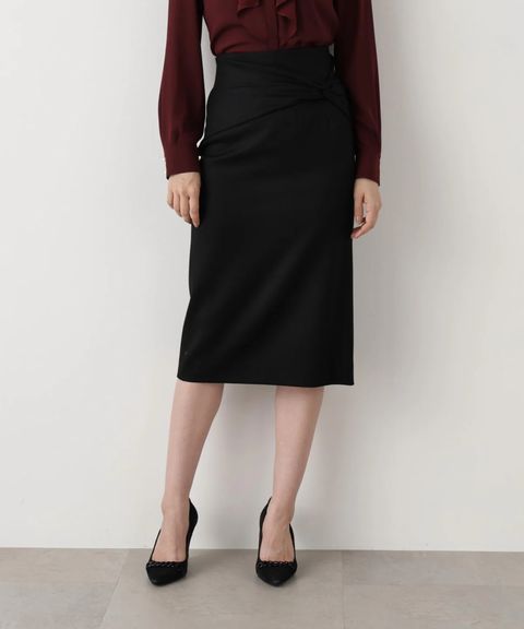 クロスウエストジャージスカート(ブラック)毛 / 裏地付き / 後ファスナーあき / 後ベンツあり / 0315220107