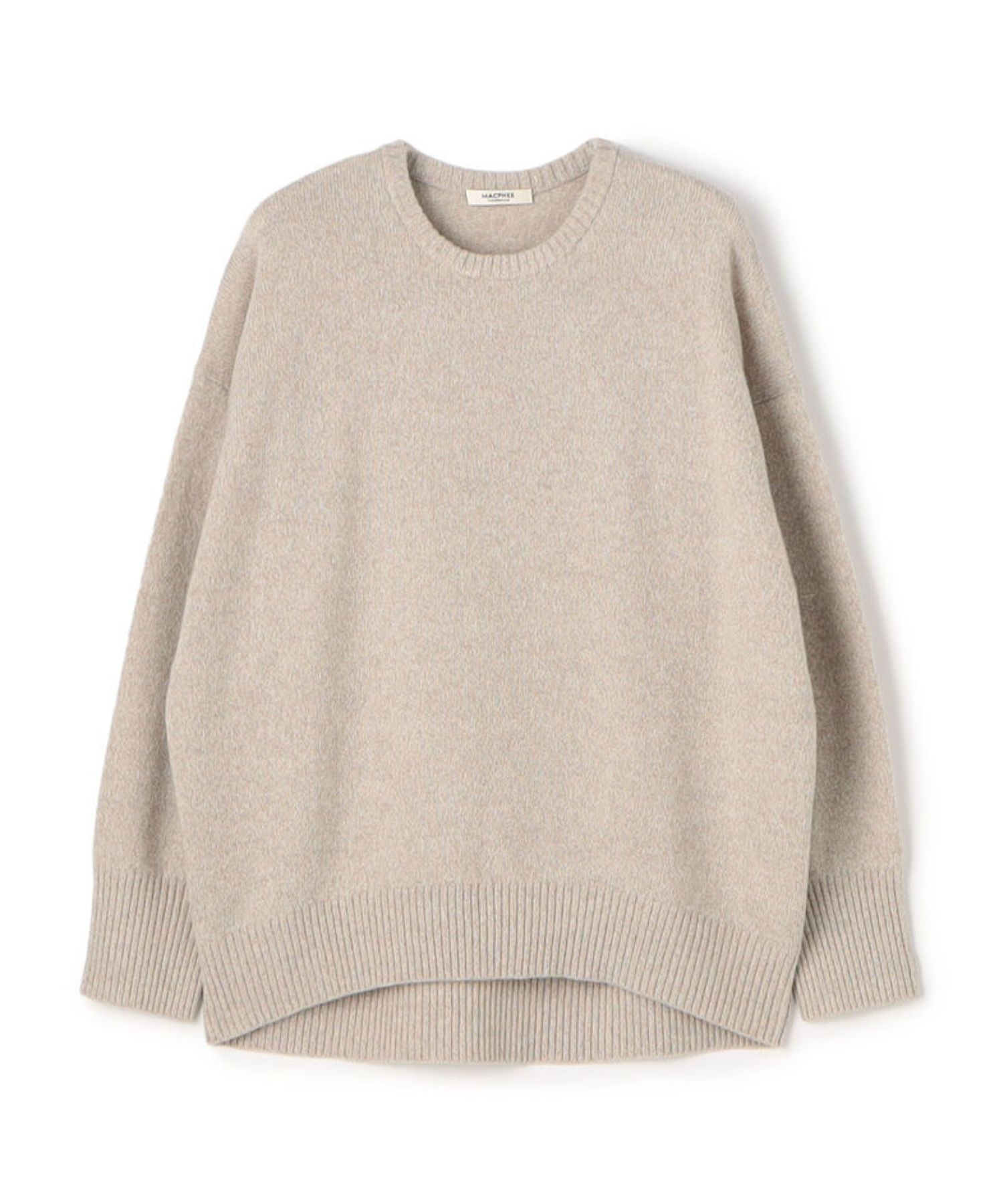 NZ LAMBS クルーネックプルオーバー ( ライトベージュ ) ウール / ドロップショルダー / 後ろ下がり / 伸縮性有り / 12-02-54-02206