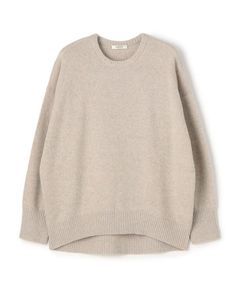 NZ LAMBS クルーネックプルオーバー ( ライトベージュ ) ウール / ドロップショルダー / 後ろ下がり / 伸縮性有り / 12-02-54-02206