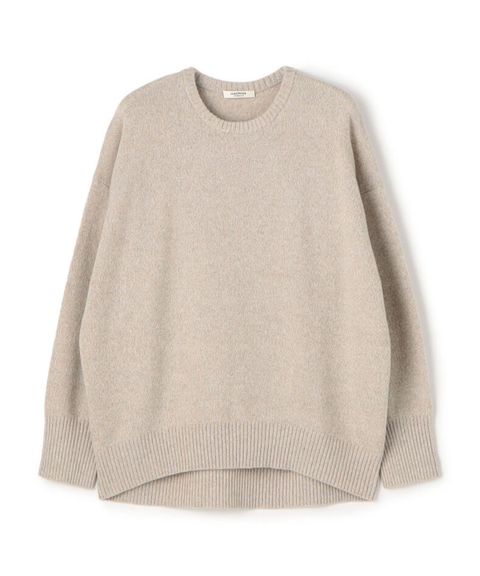 NZ LAMBS クルーネックプルオーバー ( ライトベージュ ) ウール / ドロップショルダー / 後ろ下がり / 伸縮性有り / 12-02-54-02206