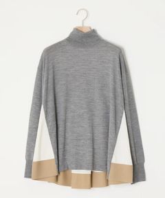 EXTRAFINE MERINO WOOL TURTLE-NECK (GREY) 毛 / フレアシルエット / 後身頃スパンローン /タートル  / ADWS-501-31