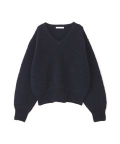 バンピーストールニットプルオーバー ( NAVY ) 毛 / 三角ストール / Vネック / パイル編 / 手洗可 / 1225611161