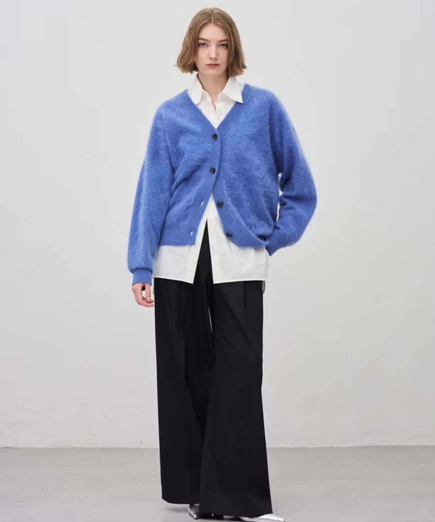 TWドビードスキンワイドトラウザー(ネイビー)ポリエステル / ハイウエスト / PRUVGA0816