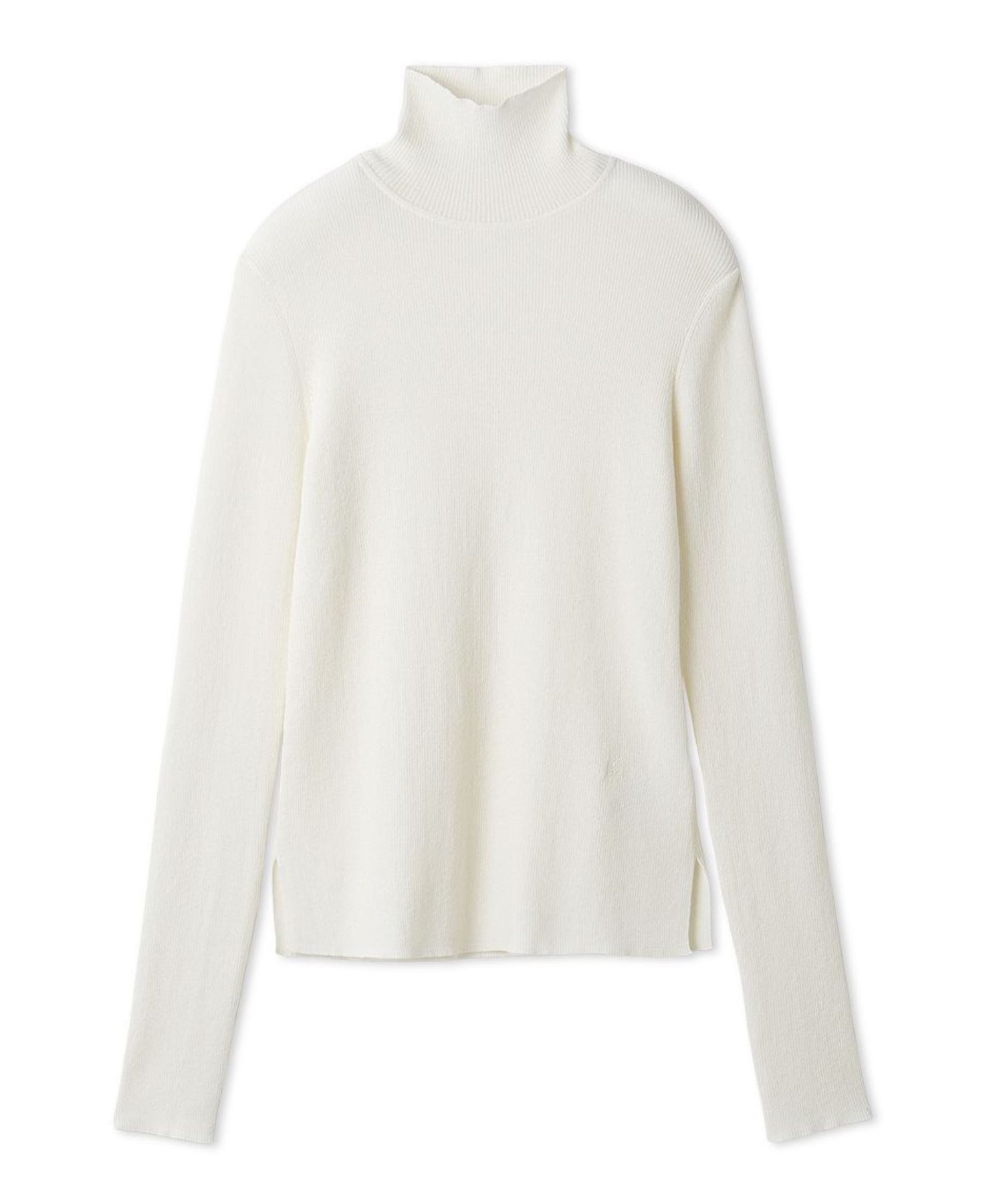 シアーラメタートルネックリブニット(WHT ) 綿 / ブランドロゴの刺しゅう / シアー /  手洗可 / 09WNT255307