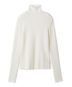 シアーラメタートルネックリブニット(WHT ) 綿 / ブランドロゴの刺しゅう / シアー /  手洗可 / 09WNT255307