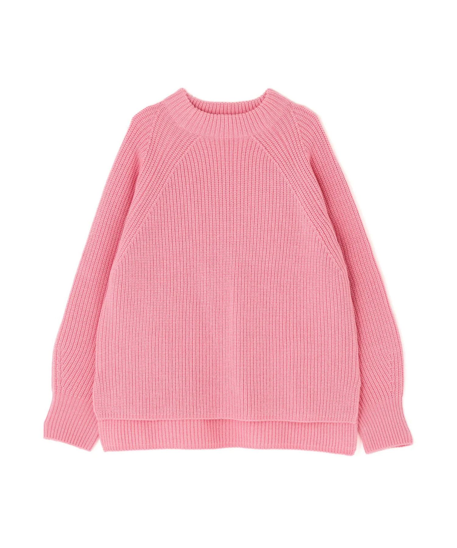 ファーグローブ付き畦ニットプルオーバー(ピンク)毛 / 脇スリット / ストレッチあり / 0315270126