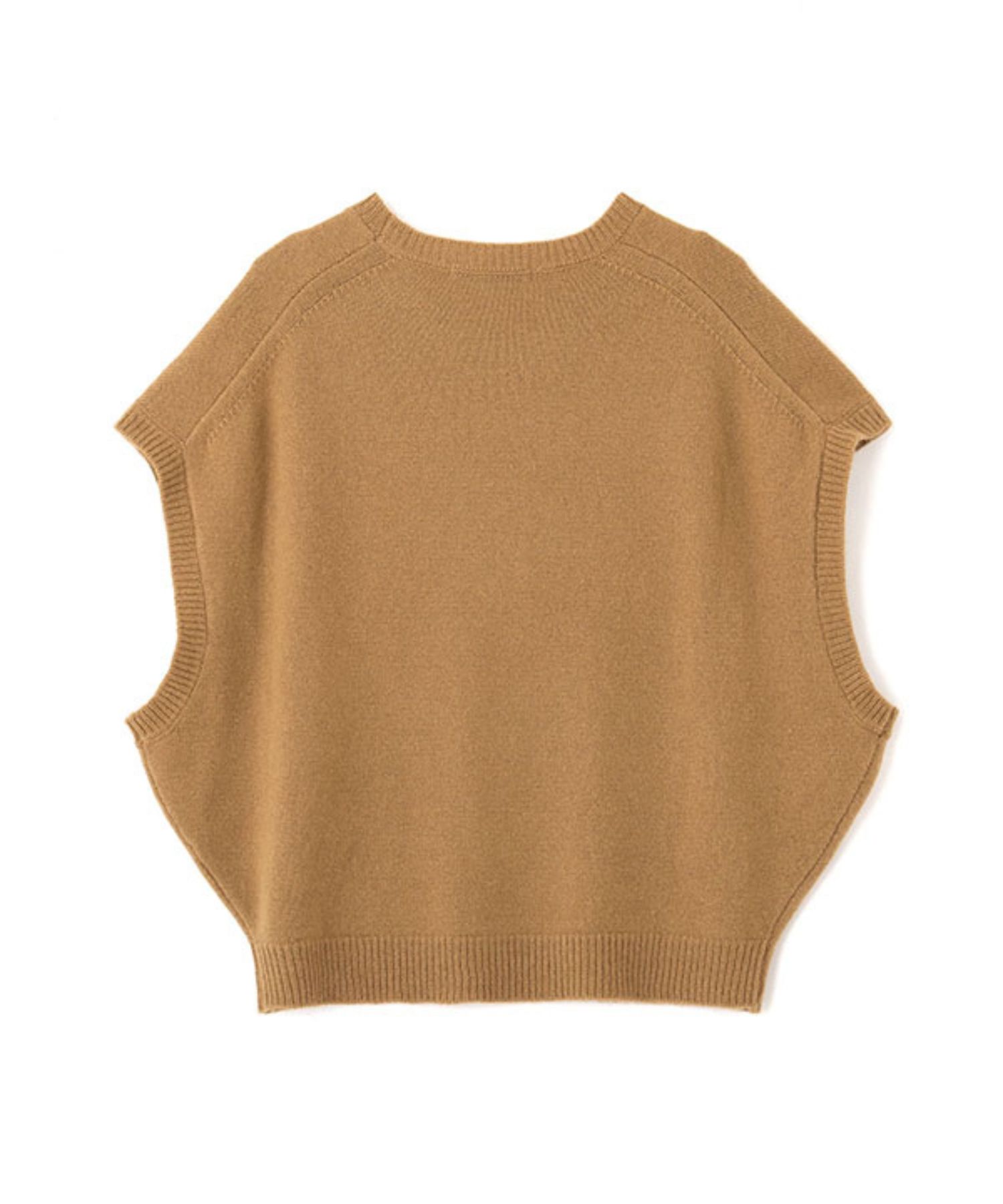 ウールカシミヤスリーブレスニットプルオーバー (CAMEL) 毛 / クルーネック / 柔らかい / 手洗可 / 1226111009