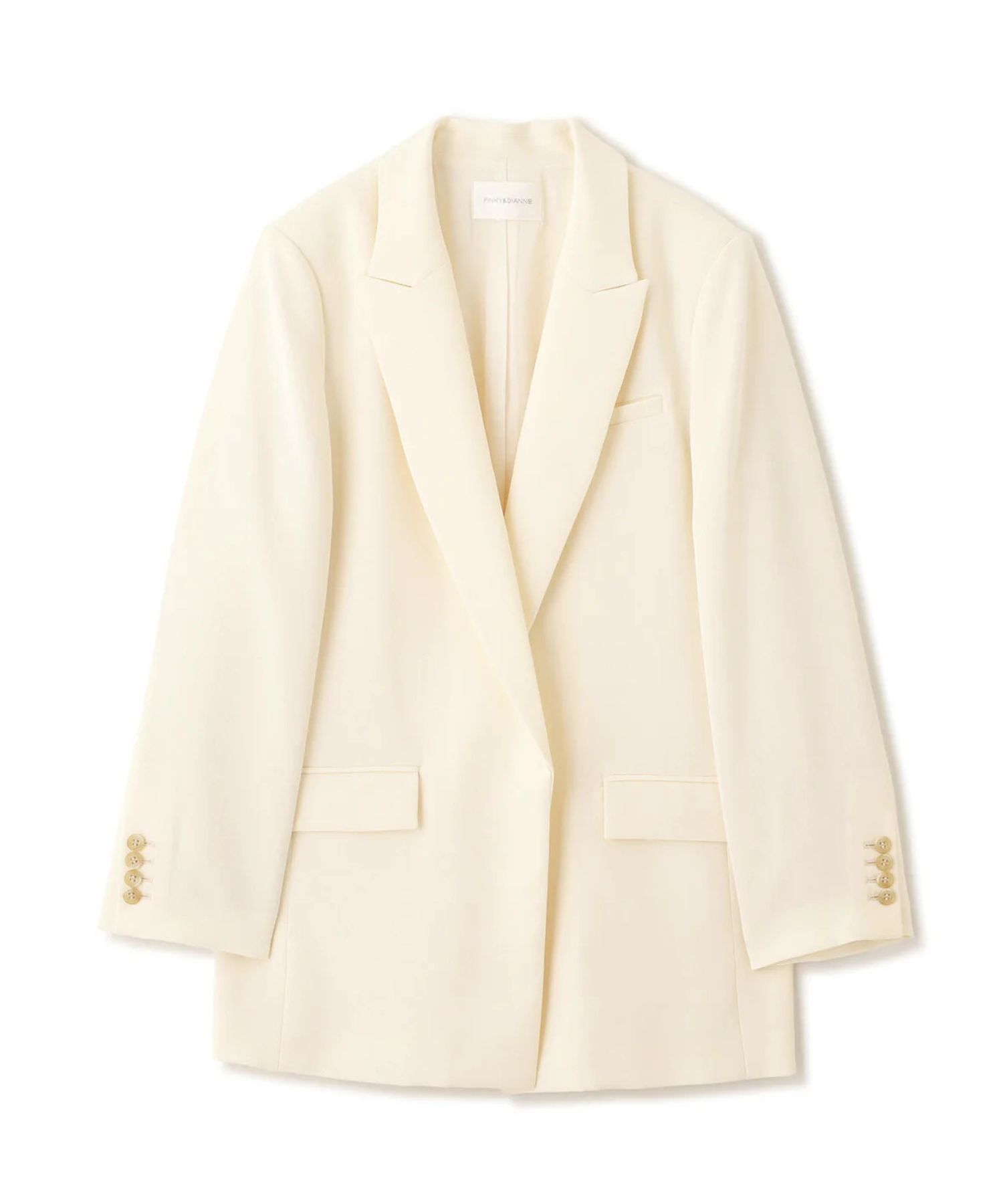 ストライプスリーブジャケット(エクリュ) ポリエステル / ストレッチ無し / 総裏 / ポケット×3/ 前あきは止めなし / 肩パットあり / 袖口は本あき / 0316150104