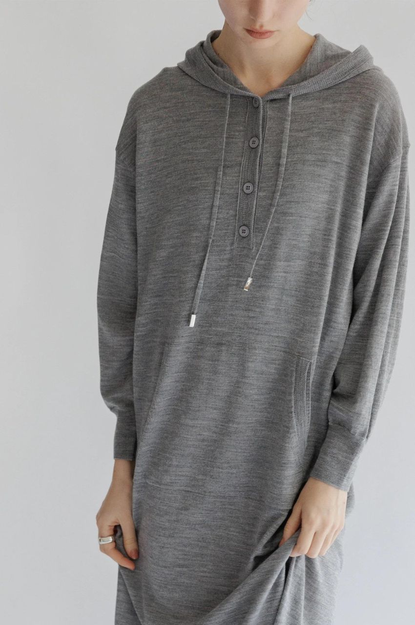 Robe à capuche en laine Rws  ( L.GREY）ウール / フード付き / リラックスフィット / 静電気防止加工 / 手洗い可 /  CT24308