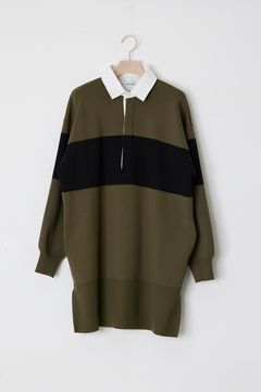 SMOOTH KNIT RUGBY SHIRT (ブラウン) 毛 / オーバーサイズ / エクストラメリノウール使用 / ADWS-401-53