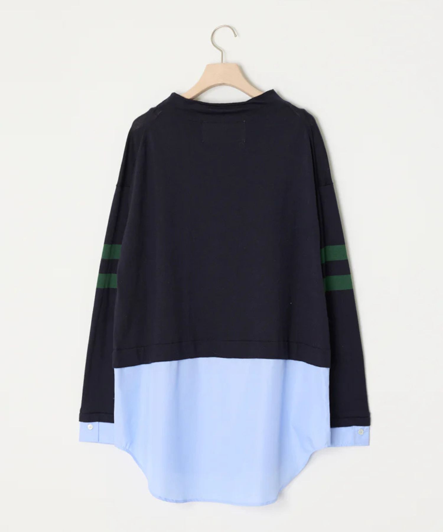SEAISLAND COTTON LAYERED TUNIC (MIDNIGHT) 綿 / 袖ライン / 柔らかい / シャツドッキングデザイン / ADWS-501-17