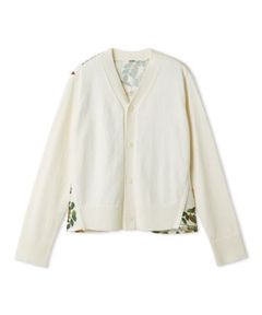 カシミヤコットンボタニカルドッキングカーディガン ( IVR ) 綿 / Vネック / カシミヤ混のコットン糸 / 後身頃サテン生地 / 手洗可 / 09WND261907