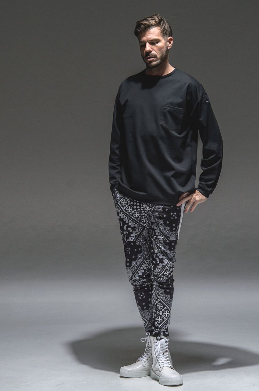 Double LOOSE pocket LONG TEE WHITE / シルキータッチ ロングスリーブルーズTシャツ