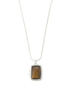 LOCKET PENDANT ネックレス(ブラウン) / 真鍮合金天然石本シルバーメッキ/ MWGA252502