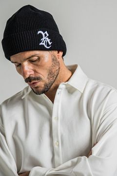 COTTON knit cap (BKWH) コットン / 3D刺繍RCロゴ /  軽い / 畦編み / RC34-CAP-004