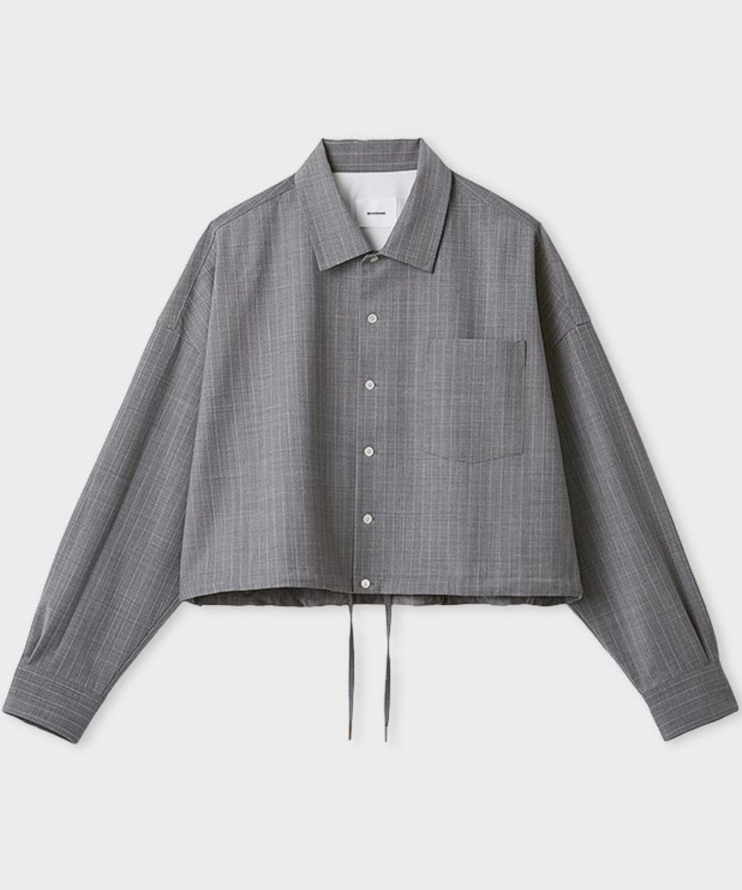 ウーステッドショートシャツ(ストライプ) 羊毛 / ウォッシャブル / 裾にドローコード / MWFB261035