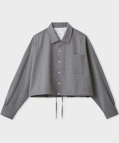 ウーステッドショートシャツ(ストライプ) 羊毛 / ウォッシャブル / 裾にドローコード / MWFB261035