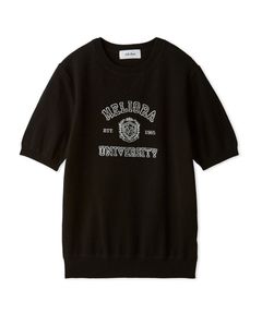 カシミア混ハイケージカレッジモチーフニット ( BLK ) 綿 / クルーネック / 柔らかい / 手洗可 /09WNT254133