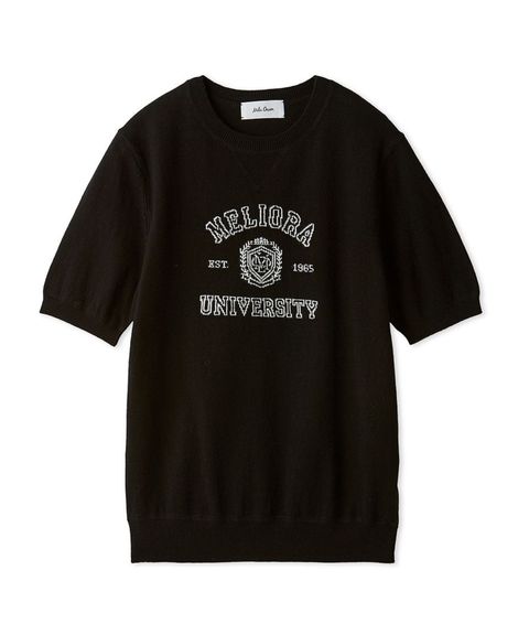 カシミア混ハイケージカレッジモチーフニット ( BLK ) 綿 / クルーネック / 柔らかい / 手洗可 /09WNT254133