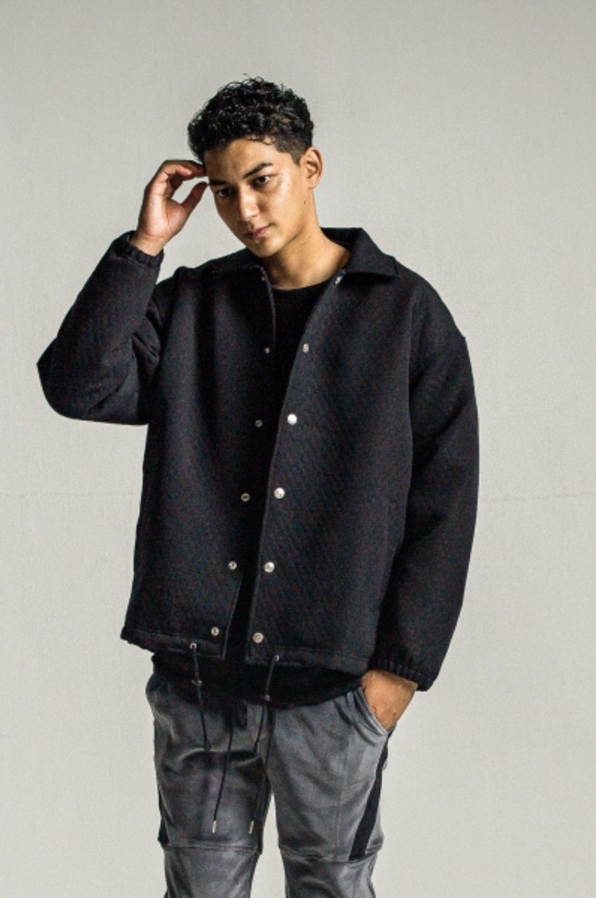 quilting coach jk (BLACK) ポリエステル / キルティングジャガード / 裏エコファー / ドロップショルダー /  RC34-JK-005