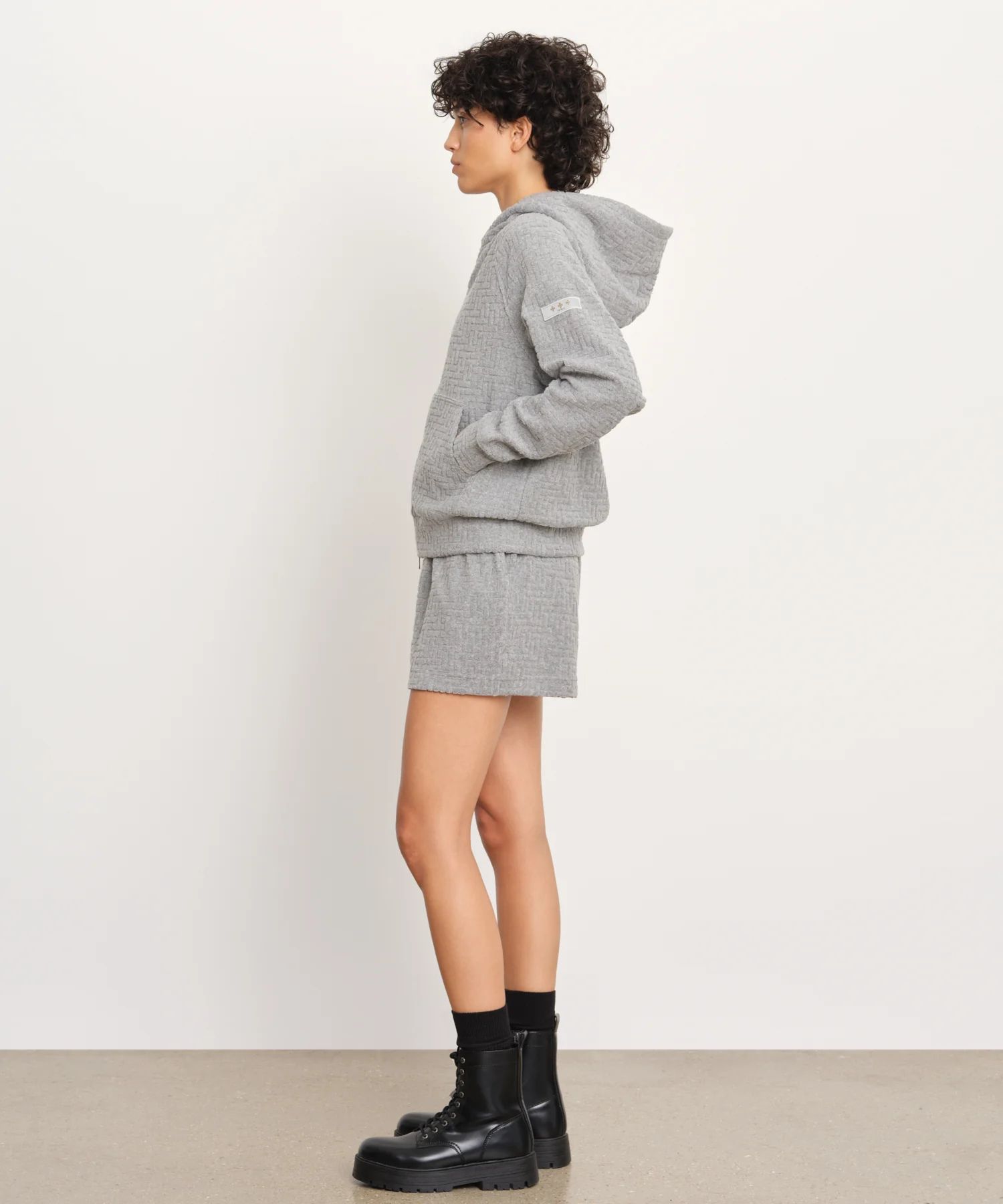 BIANCA ビアンカ パーカー (グレー) 綿 / モノグラム柄ジャカード/ パイル素材 /メタルファスナー /  LCKZ0471063588