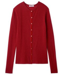 ベロアリブニットカーディガン ( RED ) ポリエステル / ボタン/ 透け感 / ウール混 / 手洗可 / 09WND255007