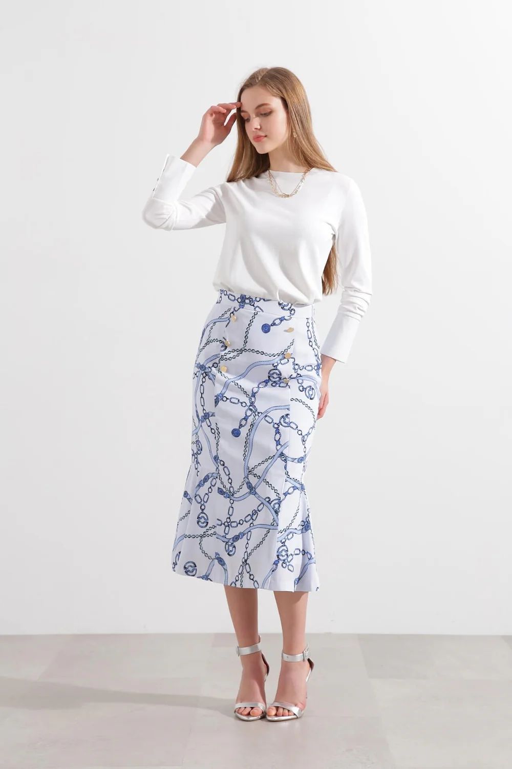 カフスニットプルオーバー (ホワイト) / ナイロン / ストレッチ / ウォッシャブル / 0315170213