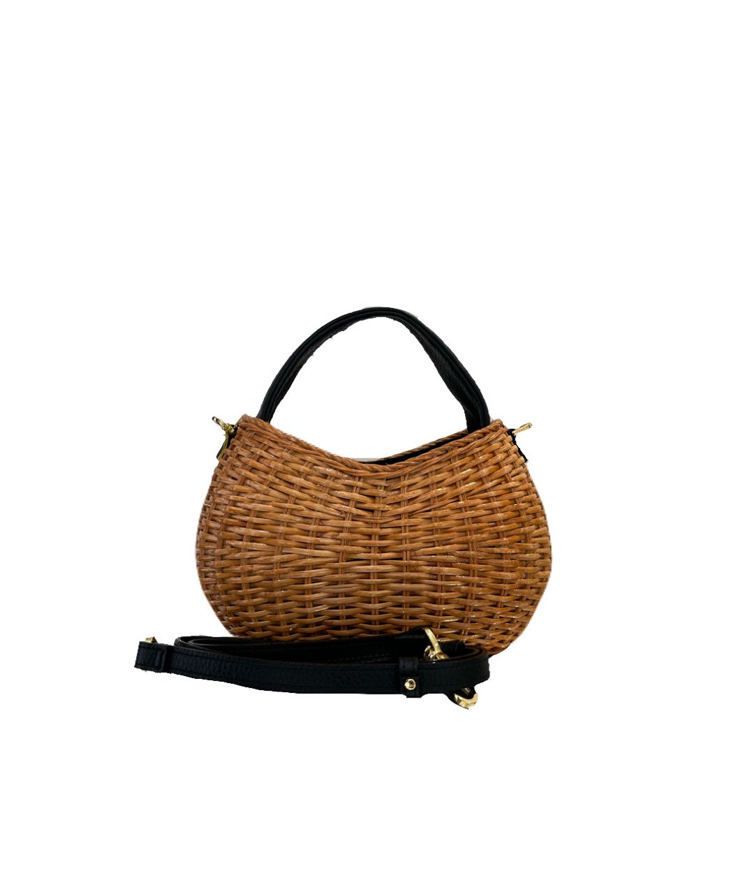 【店舗限定】MIRO / ミロ / スプリットラタン ワンハンドルバッグ S (Camel (Black)) / スプリットラタン・牛革 / ショルダーストラップ付き / V-8874