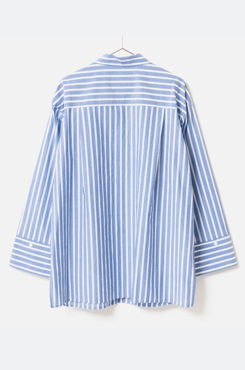 wide sleeve shirt (ブルー)コットン / ラウンドヘム / サイドスリット / 手洗い可/  FS251-26022