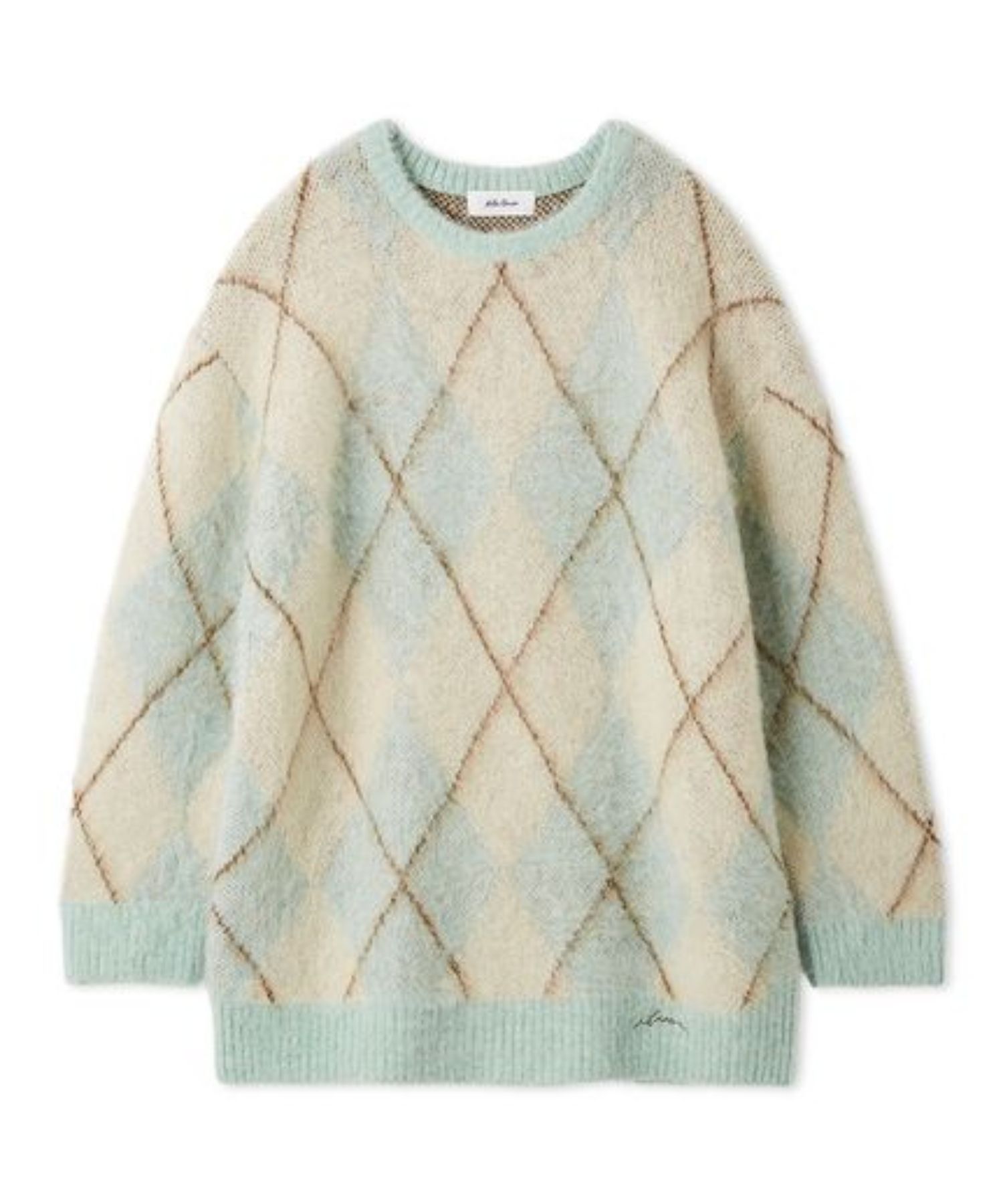 アルパカ混アーガイルミニニットワンピース ( BLU) アクリル/ 羊毛アルパカ混紡 / ミニ丈 / 09WNO255052