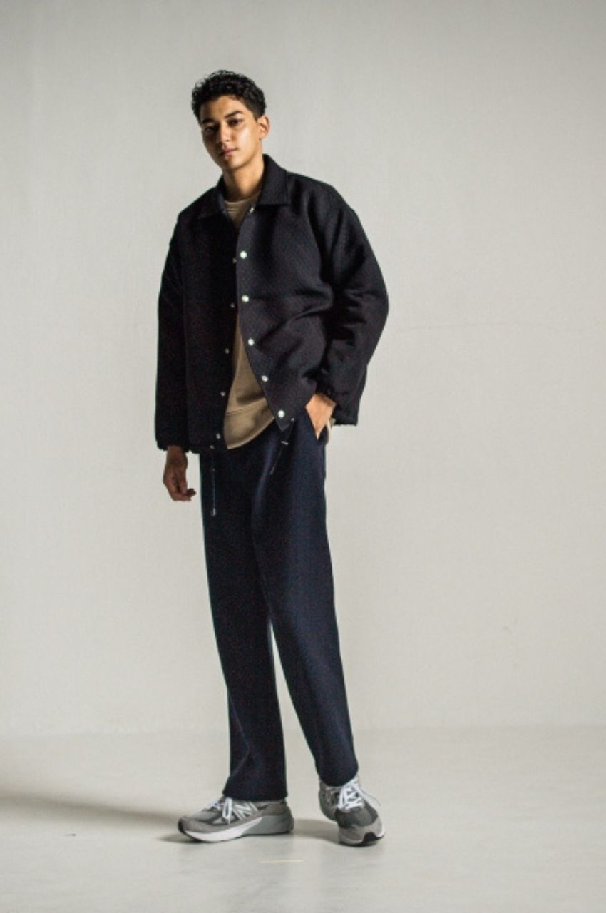 quilting coach jk (BLACK) ポリエステル / キルティングジャガード / 裏エコファー / ドロップショルダー /  RC34-JK-005
