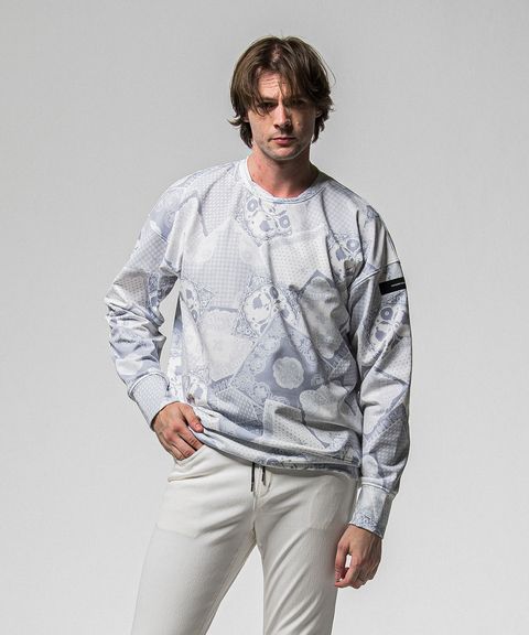 paisley back fleece drop trainer ( GREY) ポリエステル / ペイズリー柄 / 裏起毛 / ストレッチ / RC38-C-008