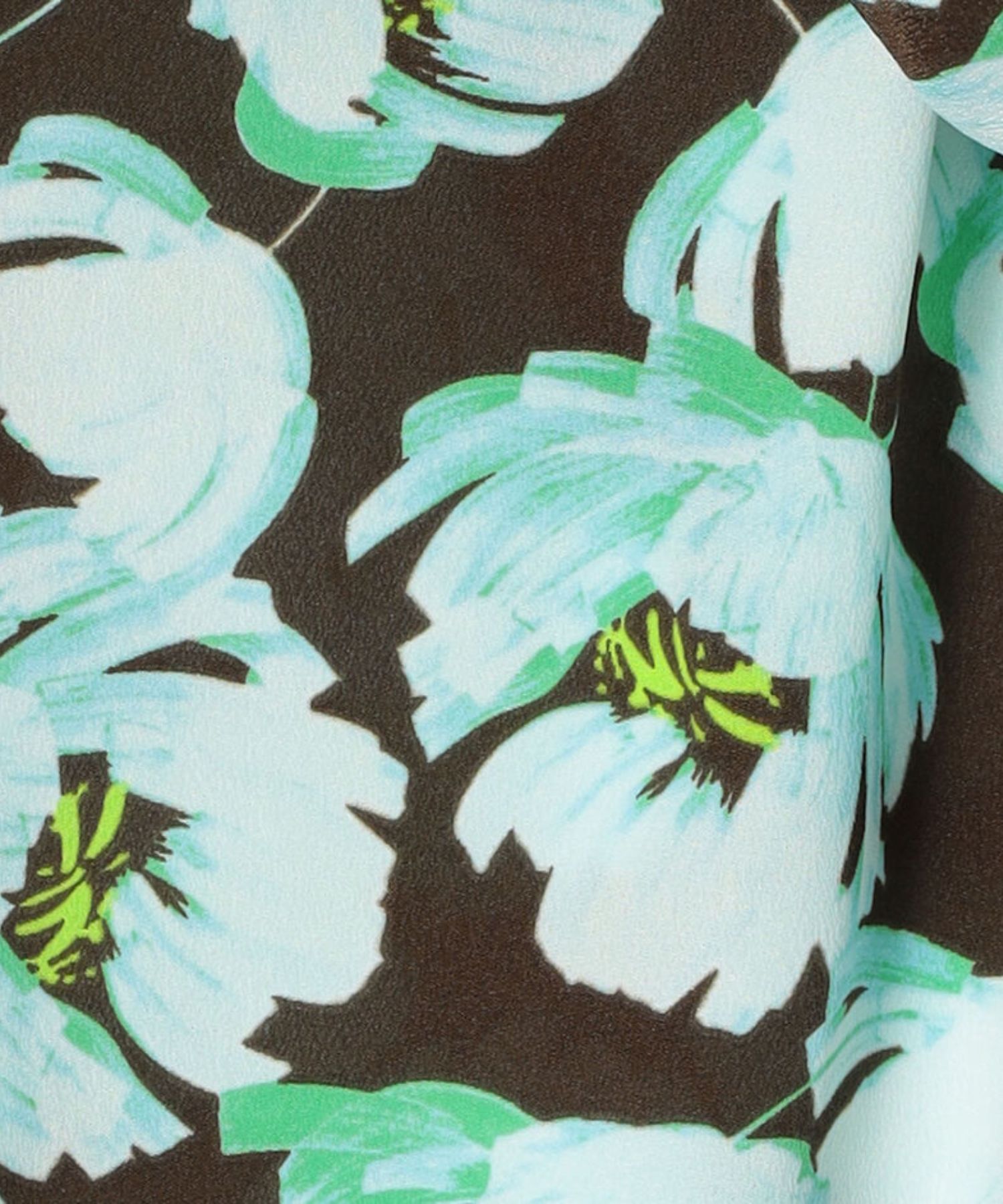 フェザリーフラワープリント ボウタイブラウス (グリーン系 ) ポリエステル / ジョーゼット素材 / サイドスリット / 手洗可 / 11-01-61-01033