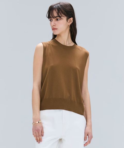 DANIELA GREGIS リネンプルオーバーニット ベージュ F フリル襟とリブニットがドッキングしたプルオーバーsdp0075