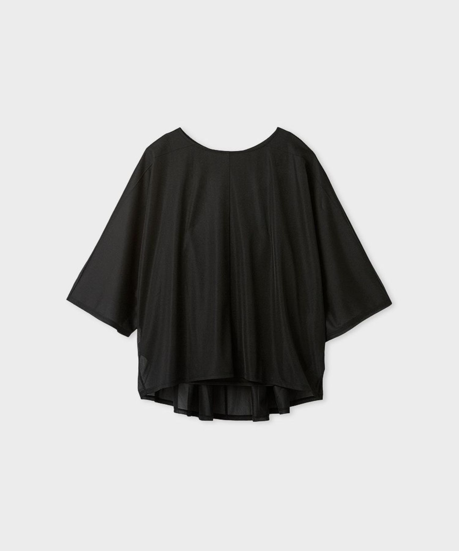ドルマンスリーブカットプルオーバー(ブラック)ポリエステル100% / シアー素材 / キャミソール付き / ウォッシャブル / MWCT261042