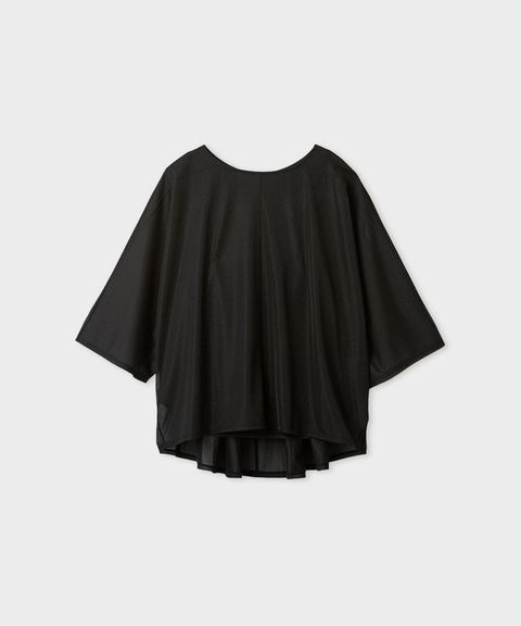 ドルマンスリーブカットプルオーバー(ブラック)ポリエステル100% / シアー素材 / キャミソール付き / ウォッシャブル / MWCT261042