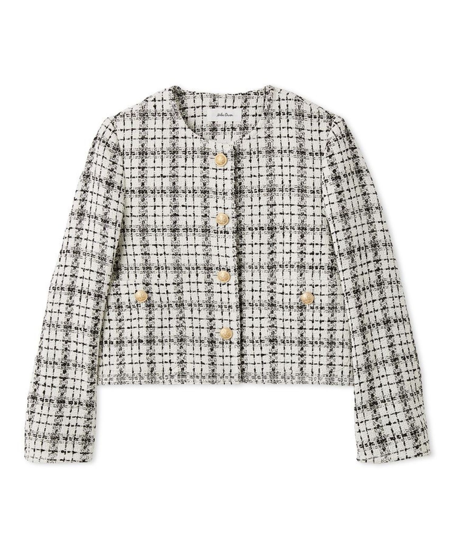 Mila Owen - クロップド金釦コンパクトツイードジャケット (PNK