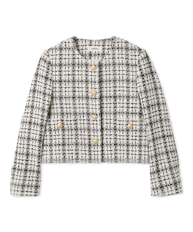 Mila Owen - クロップド金釦コンパクトツイードジャケット (WHT
