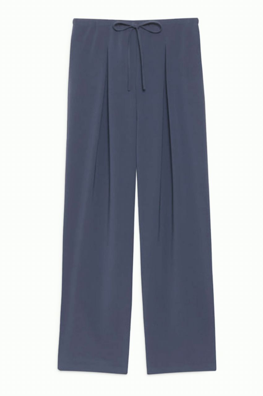 Admiral Crepe Pleated Pant (ノクターンネイビー ) トリアセテート   /バックフラップポケット付き / ウエストゴム / 通年 / 01-5106403