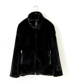 【2025AW 予約】(MENS) ASTONI ファーブルゾン(ブラック) ポリエステル / エコファー素材 / ダブルジップ / 左袖にはブランドロゴ /  MJXA0036033588