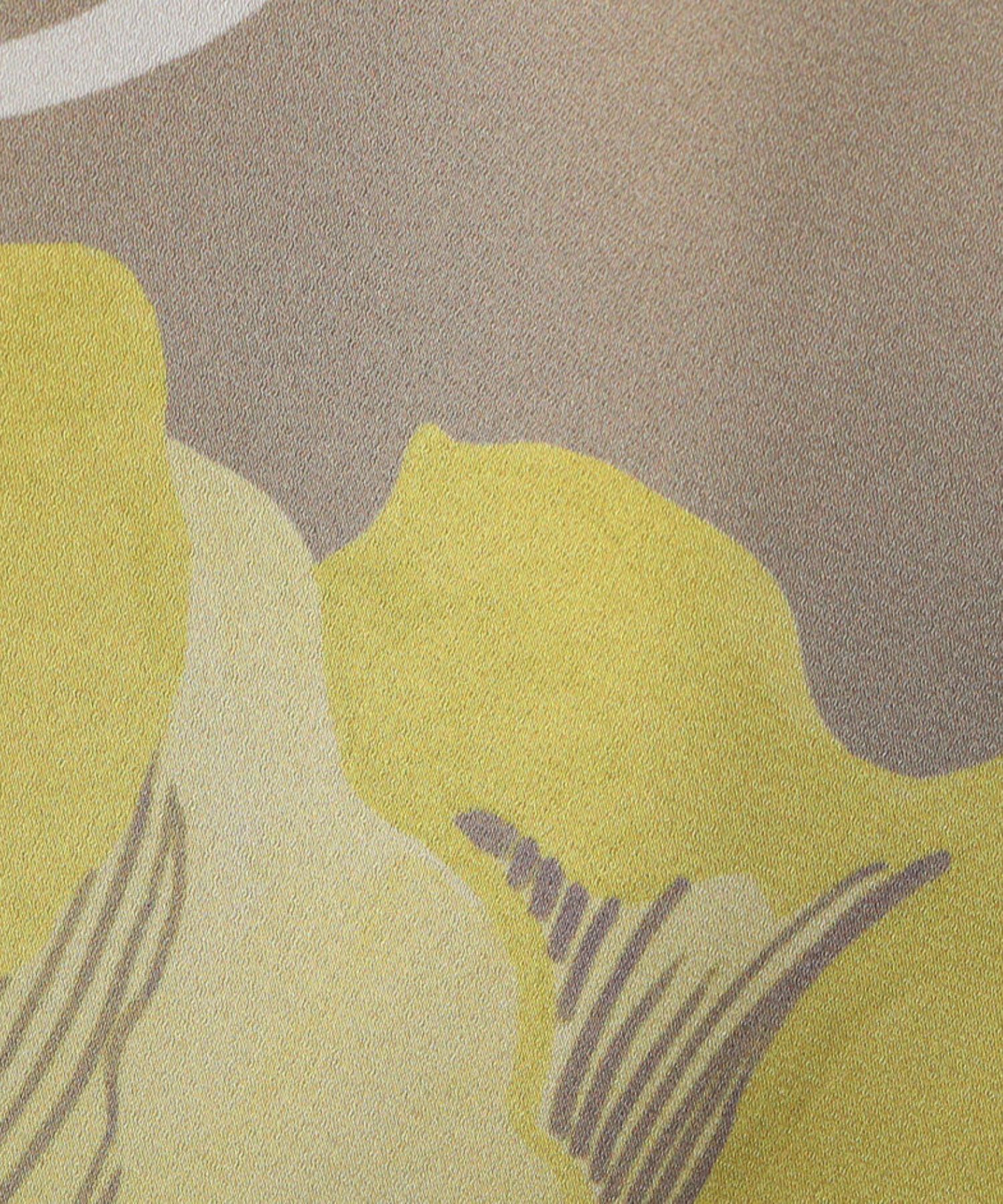 ポピープリント 2タックワイドパンツ (イエロー系 ) ポリエステル / 裏地有り / ハイウエスト / 手洗可 / 11-04-61-04031