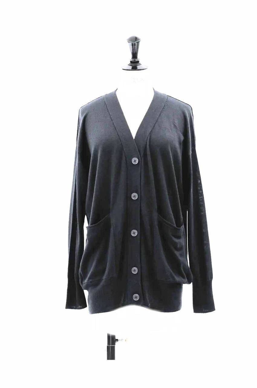 capsule Silk cashmere cardigan with pockets (C.GREY) シルク / Vネック / 静電気防止加工 / 手洗い可 /CT24118