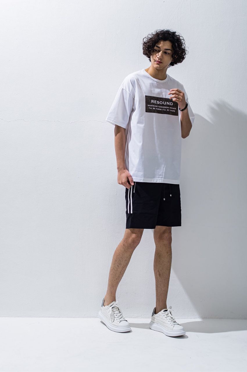 ボックスロゴオーバーTシャツ (ホワイト) コットン100% / ペイズリープリント / オーバーサイズ