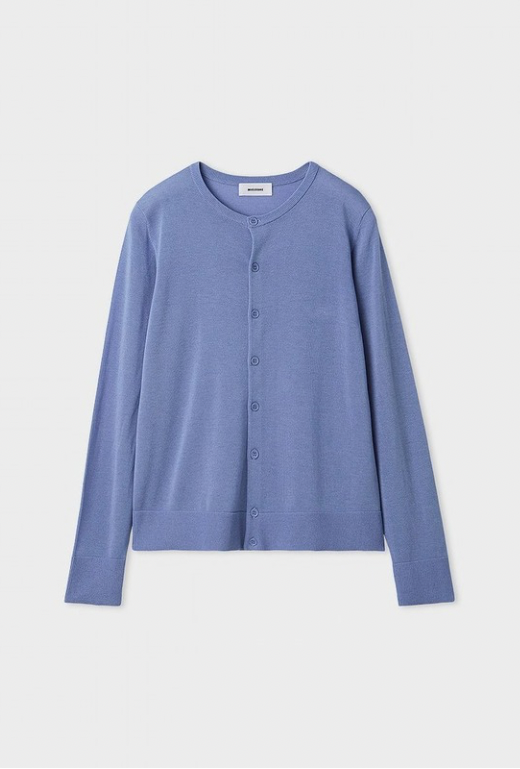 シルク混天竺ニットカーデ(ブルー)セルロース / 手洗い可 / 伸縮性あり / MWND261096