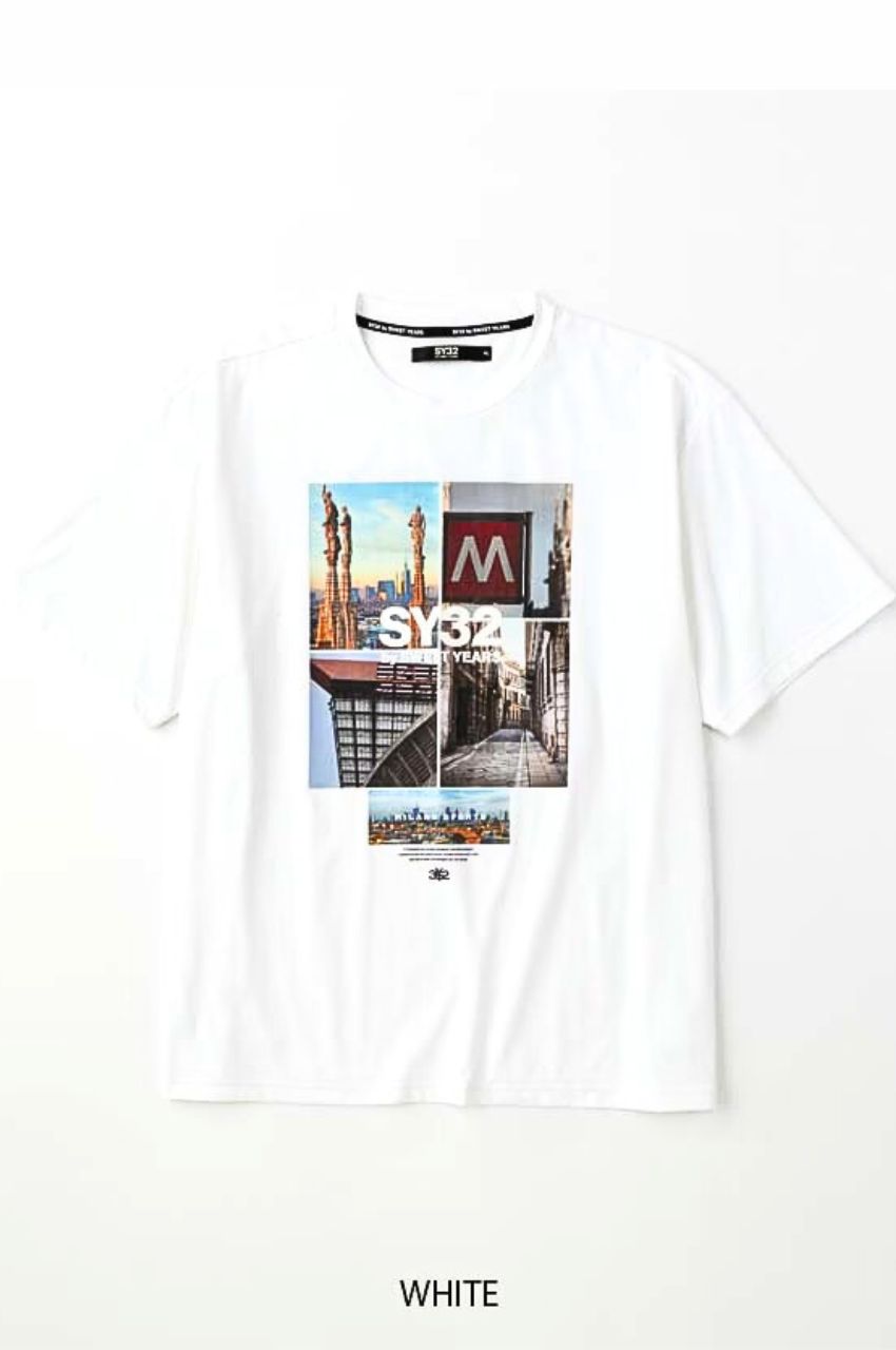 LANDSCAPE PHOTO TEE (WHITE) コットン /  フロントプリント / クルーネック /洗濯可  /15051